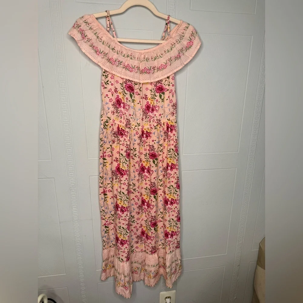 LC Waikiki Girls Pink Floral Off The Shoulder Maxi Dress Youth 12-13 152-156 cm